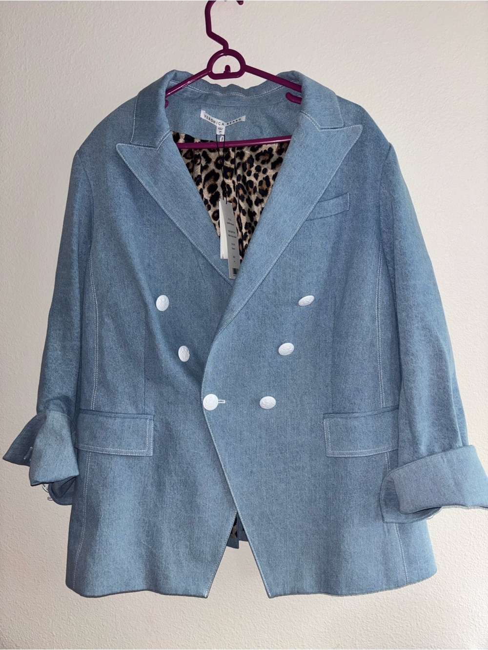 VERONICA BEARD Dickey Jacket Women sz 24 MILLER Denim Light Blue Jean Blazer NWT - Picture 6 of 9